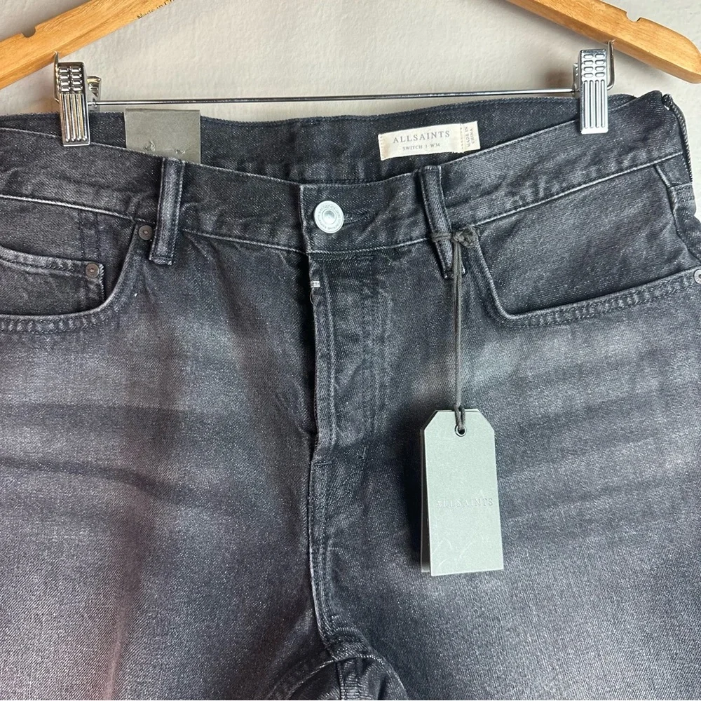 All Saints switch black washed skinny men’s shorts Sz 34 - Picture 5 of 11